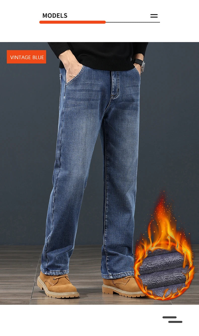 Pantalones Vaqueros de Invierno para Hombre, Terciopelo, Talla Grande 42-44