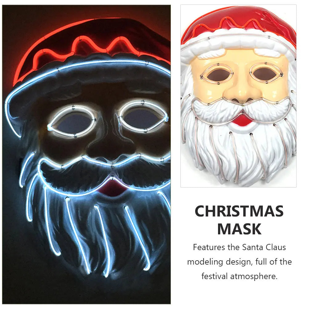 Máscara Luminosa de Santa Claus, Material Premium, Cómoda, para Fiestas Navideñas, Fotos y Actividades Festivas (1 Pieza)