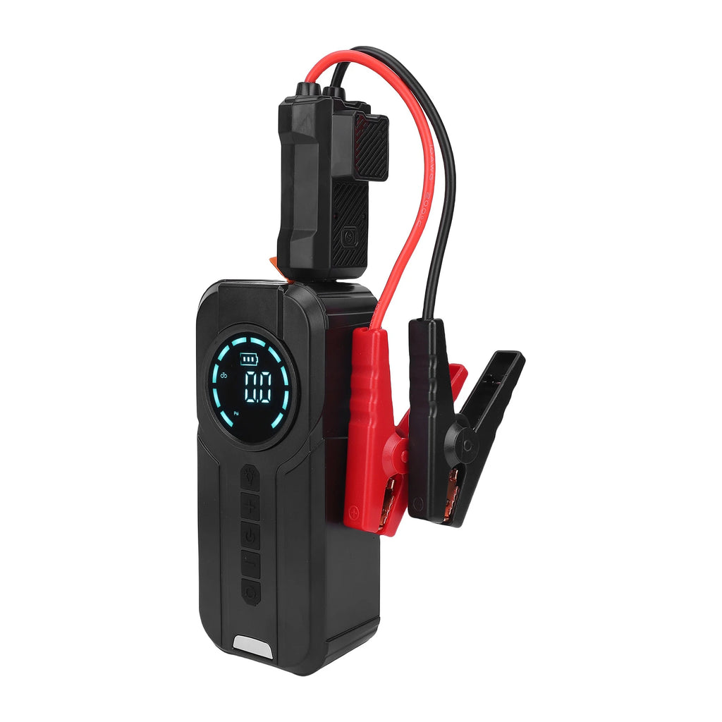 Compresor de Aire Portátil con Arranque de Emergencia y Banco de Energía 10000mAh