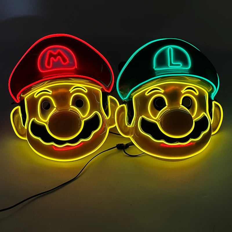 Máscara de mascarada intermitente bonita y divertida, máscara decorativa para niños y adultos, máscara facial completa luminosa, máscara de purga clásica para la noche