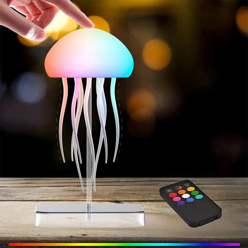 Lámpara LED de medusas con 9 tentáculos, 2 modos de trabajo, batería de larga duración, efectos de luz degradados de color con control remoto