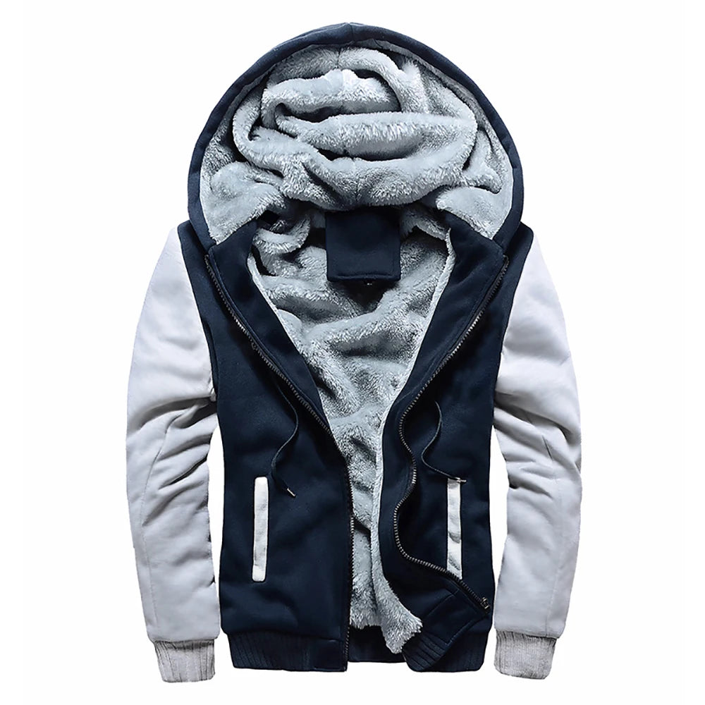 Chaqueta Gruesa con Forro Polar para Hombre, Capucha y Cremallera