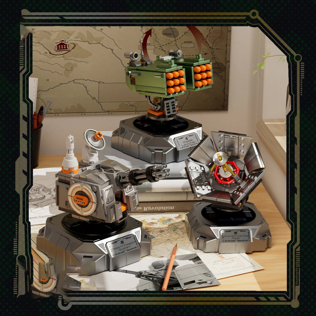 Juego de bloques de construcción militares con energía solar JAKI, adorno de escritorio, juguete educativo para ensamblar modelos, regalo de cumpleaños para niños