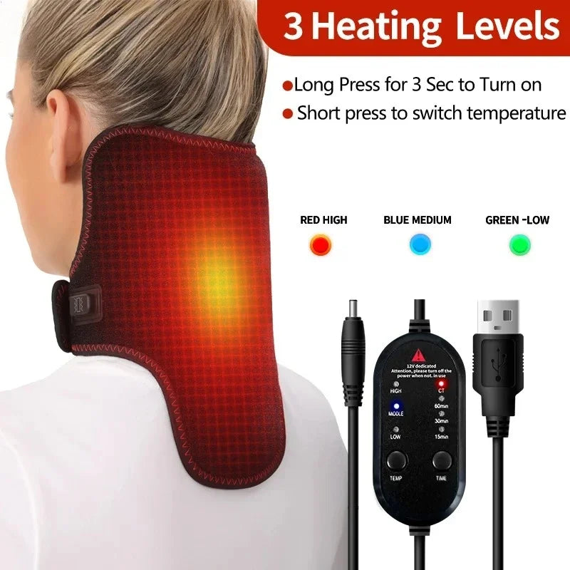 Masajeador Eléctrico Cervical con Calor, 3 Niveles de Masaje, Temporizador, Alivia el Dolor y la Rigidez Cervical, Calor para las Articulaciones, Estimula el Flujo Sanguíneo
