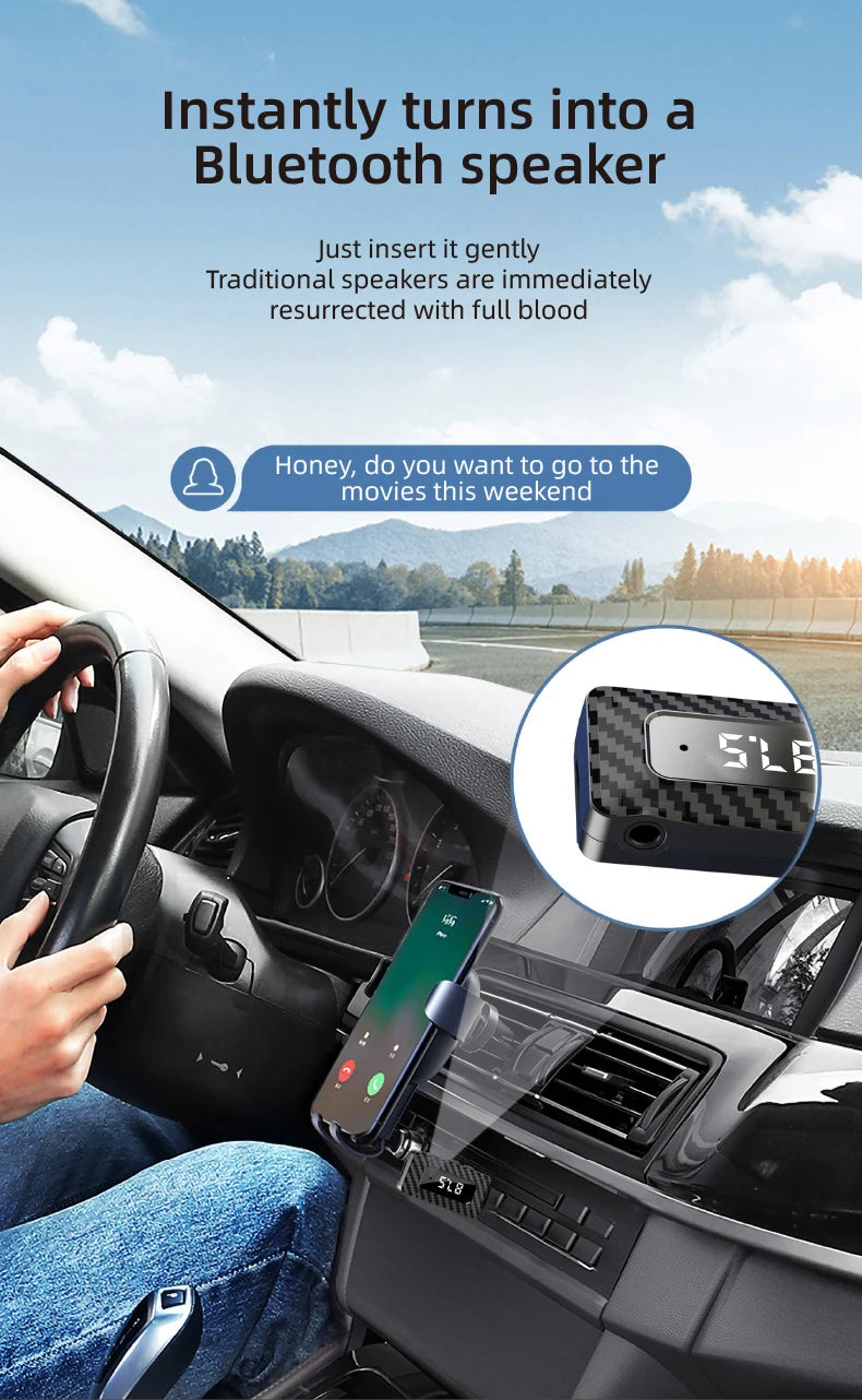 Receptor Bluetooth para Auto con Lector TF y Manos Libres