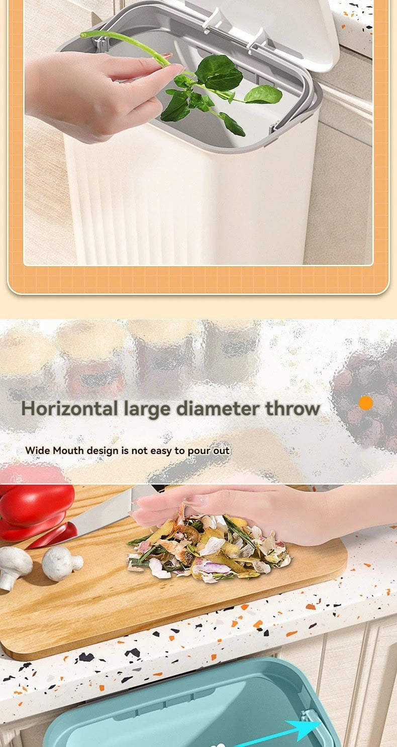 Cubo de basura de clasificación de cocina montado en la pared con tapa, tapa deslizante colgante creativa de gran capacidad sin rastro para el hogar