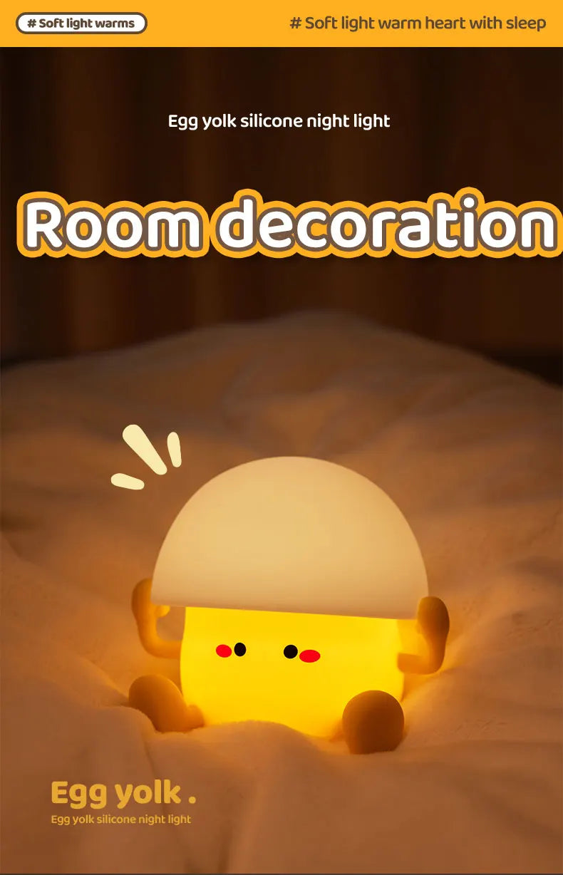 Bonita luz nocturna, lámpara de yema de huevo, lámpara de seta, decoración creativa de escritorio, carga USB, luz nocturna interior para niños, regalo de cumpleaños