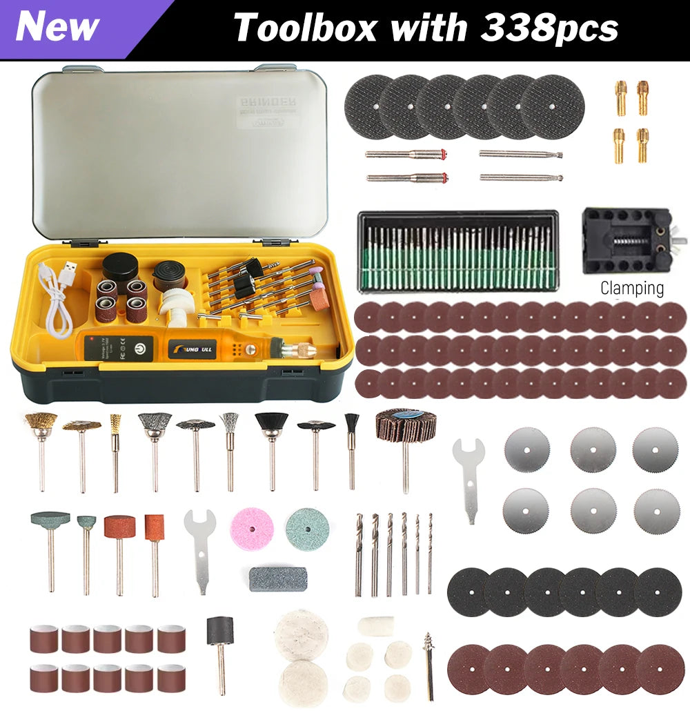 Mini Taladro Inalámbrico Rotativo y Grabado USB