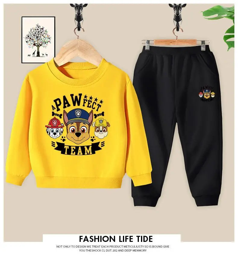 PAW Patrol-Conjuntos de ropa para niños, jersey con cuello redondo y pantalón largo, traje de dos piezas, sudaderas finas, primavera y otoño