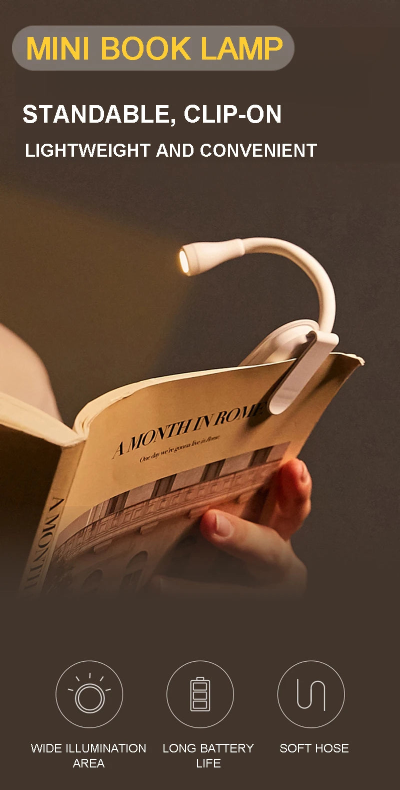 Lámpara LED Portátil para Libros con Clip 360°