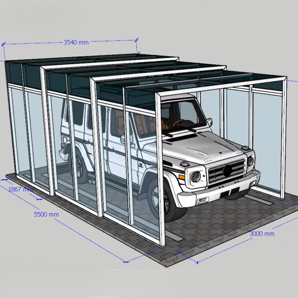 Carport retráctil eléctrico plegable móvil: toldo de garaje y casa de cristal automático inteligente para el sol