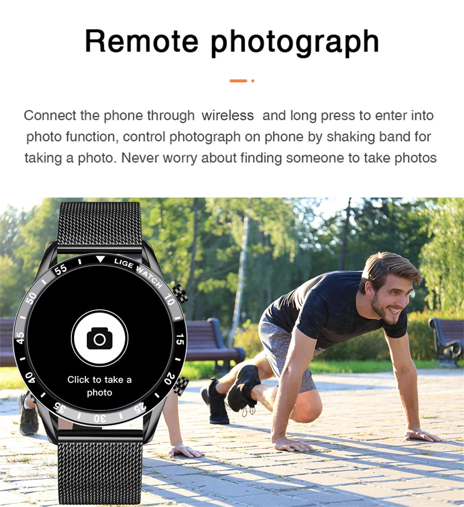 Smartwatch LIGE de lujo para hombre con llamadas Bluetooth y monitor de salud