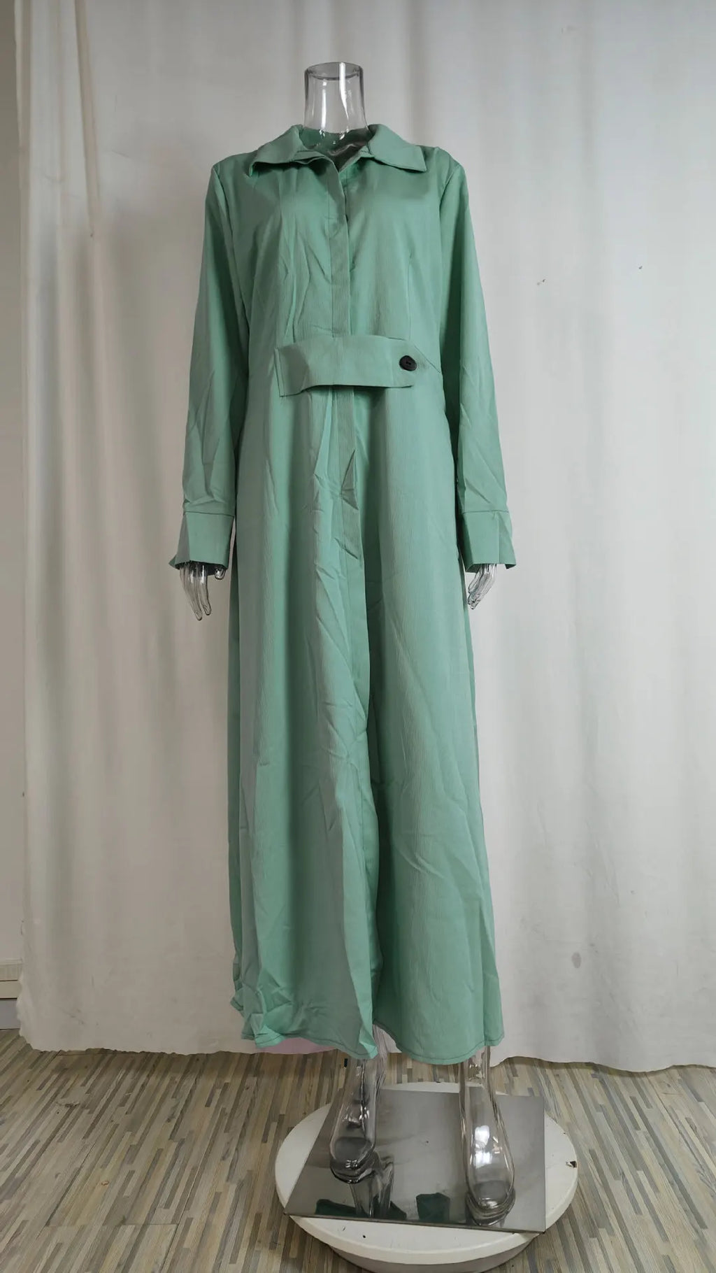 Primavera Verano mujer vestido de talla grande blanco Casual cuello pico solapa camisa de manga larga Maxi vestidos mujer bolsillo fiesta vestido largo