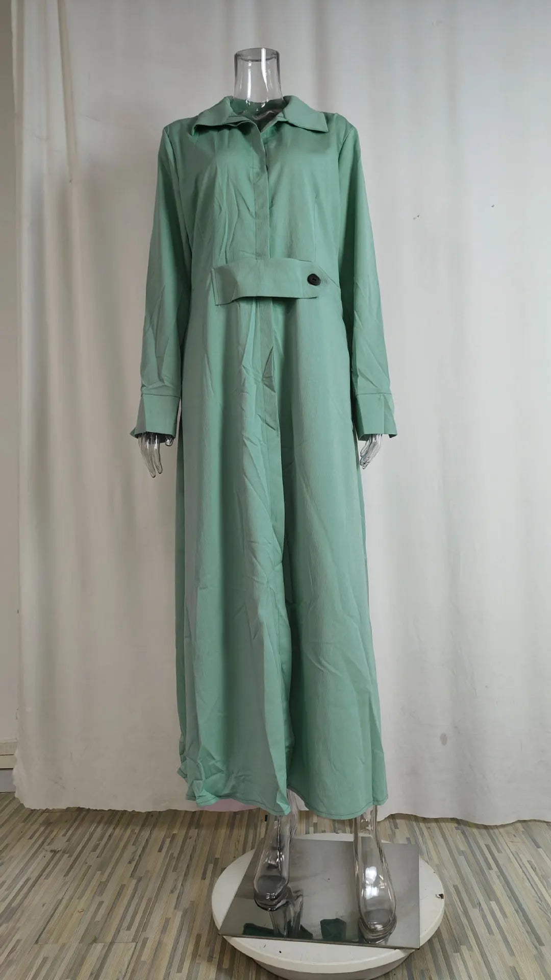 Primavera Verano mujer vestido de talla grande blanco Casual cuello pico solapa camisa de manga larga Maxi vestidos mujer bolsillo fiesta vestido largo
