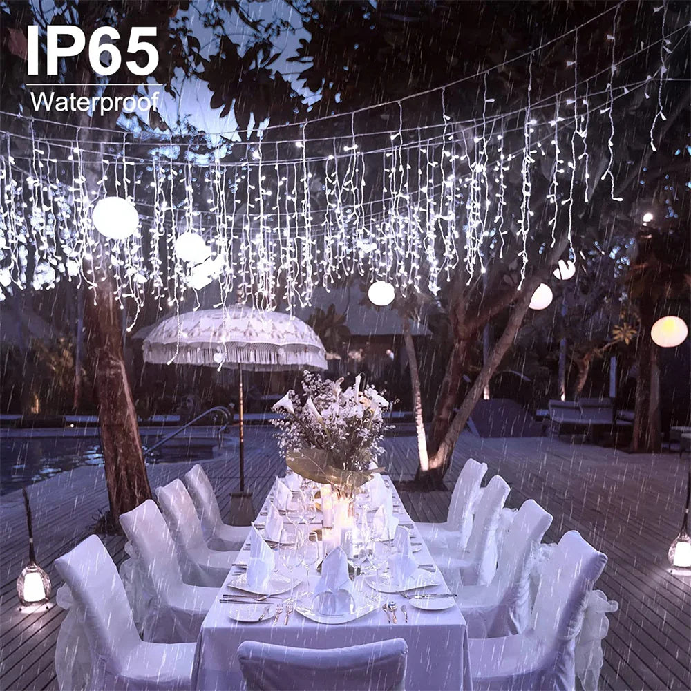 Guirnalda Solar LED en Forma de Carámbanos 3.5M para Jardín y Eventos