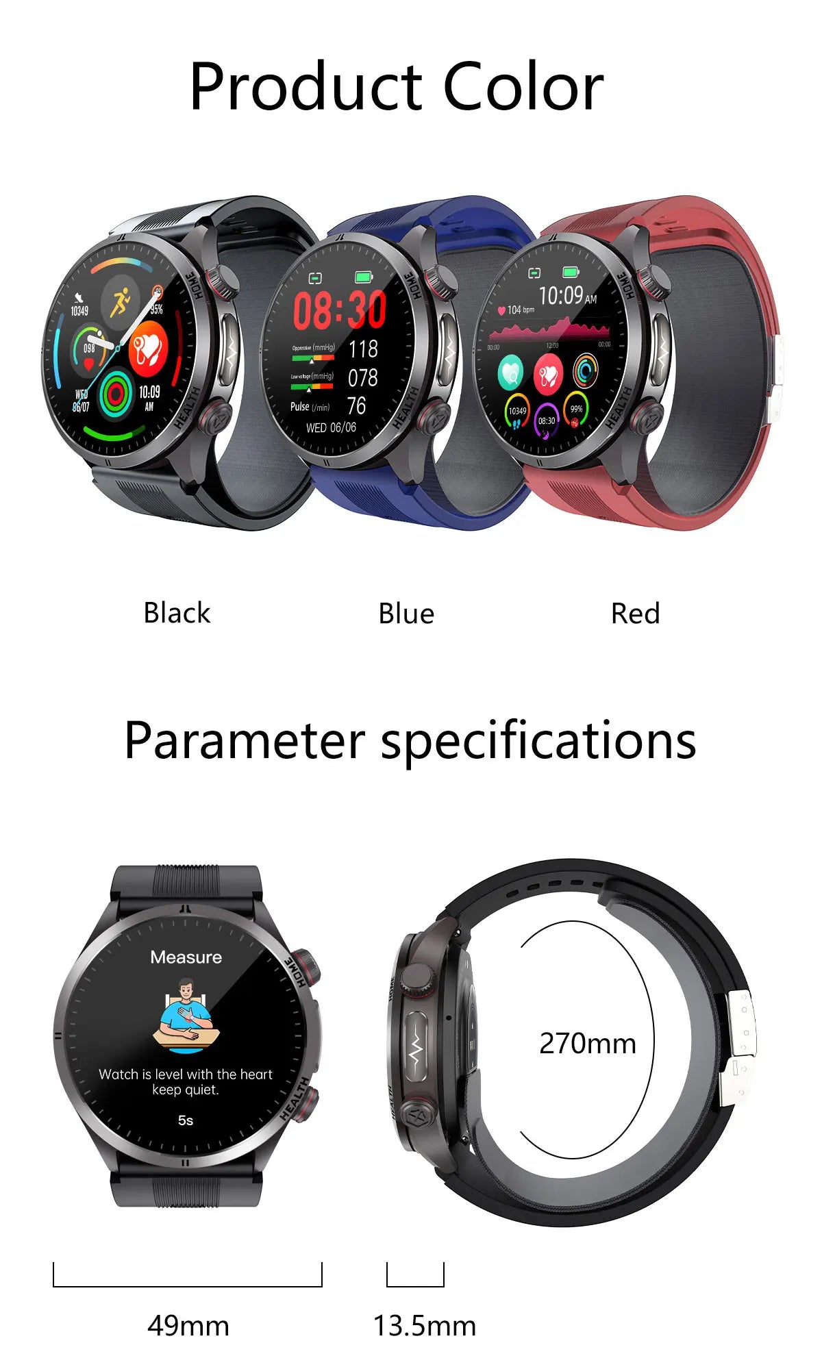 Reloj Inteligente con Airbag para Presión Arterial Precisa, ECG y NFC