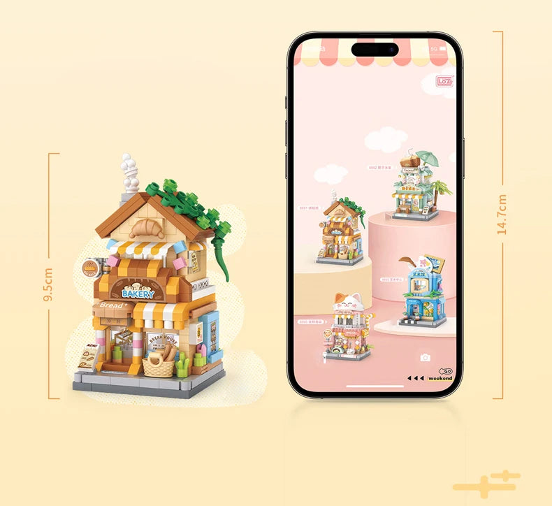 LOZ Food Street Bakery, Tienda de Té con Leche, Modelo Arquitectónico para Armar, Bloques de Construcción de Juguete, Escena de Calle, Regalos de Cumpleaños para Niños