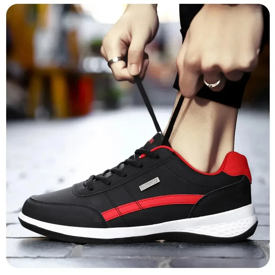 Zapatillas de deporte para hombre, zapatos deportivos informales, zapatos de cuero para caminar al aire libre para hombre, fondo suave para las cuatro estaciones