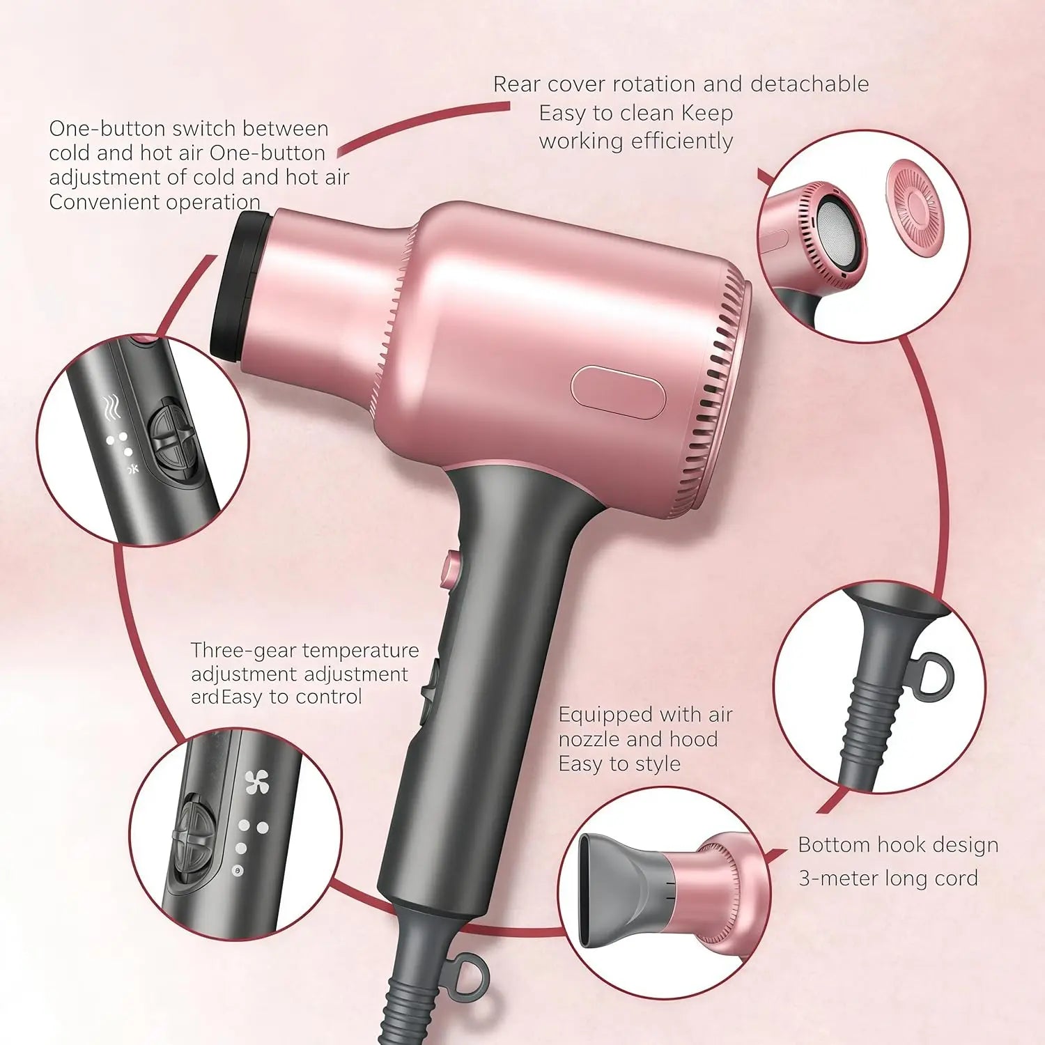 Secador de Pelo Profesional 1600W Iónico