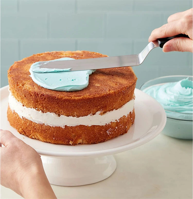 LMETJMA-espátula compensada para pasteles, espátula para glaseado de acero inoxidable con mango de plástico PP, espátula para glaseado para decoración de pasteles JT141