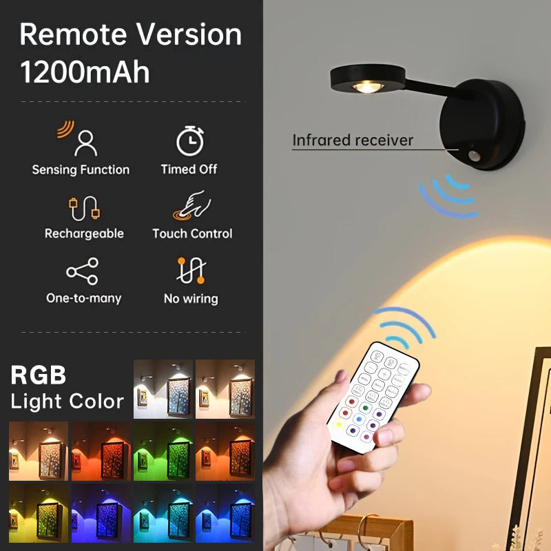 Lámpara de Pared LED RGB con Sensor, 16 Colores