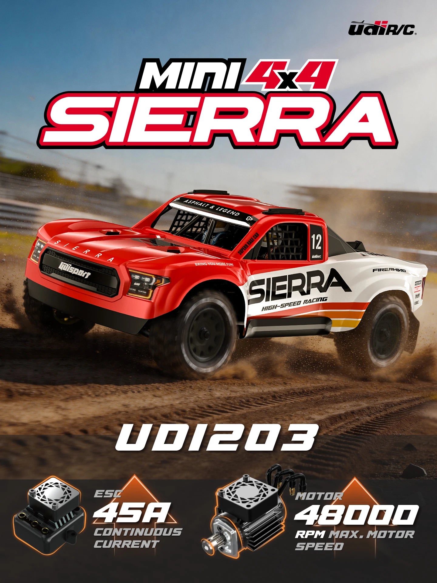 Camioneta RC 1/12 4WD sin Escobillas, Ultra Rápida, Todoterreno para Desierto