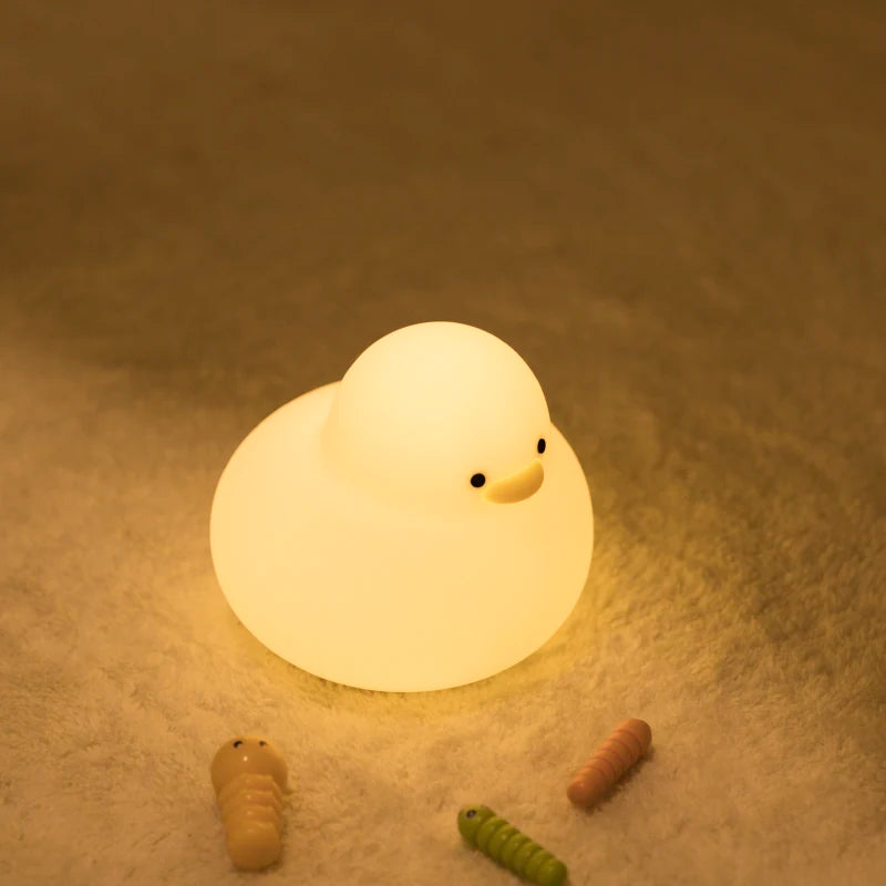 Bonita luz nocturna de pato, lámpara LED Kawaii, luz nocturna recargable por USB, lámpara nocturna táctil para habitación, artefacto de descompresión para protección ocular
