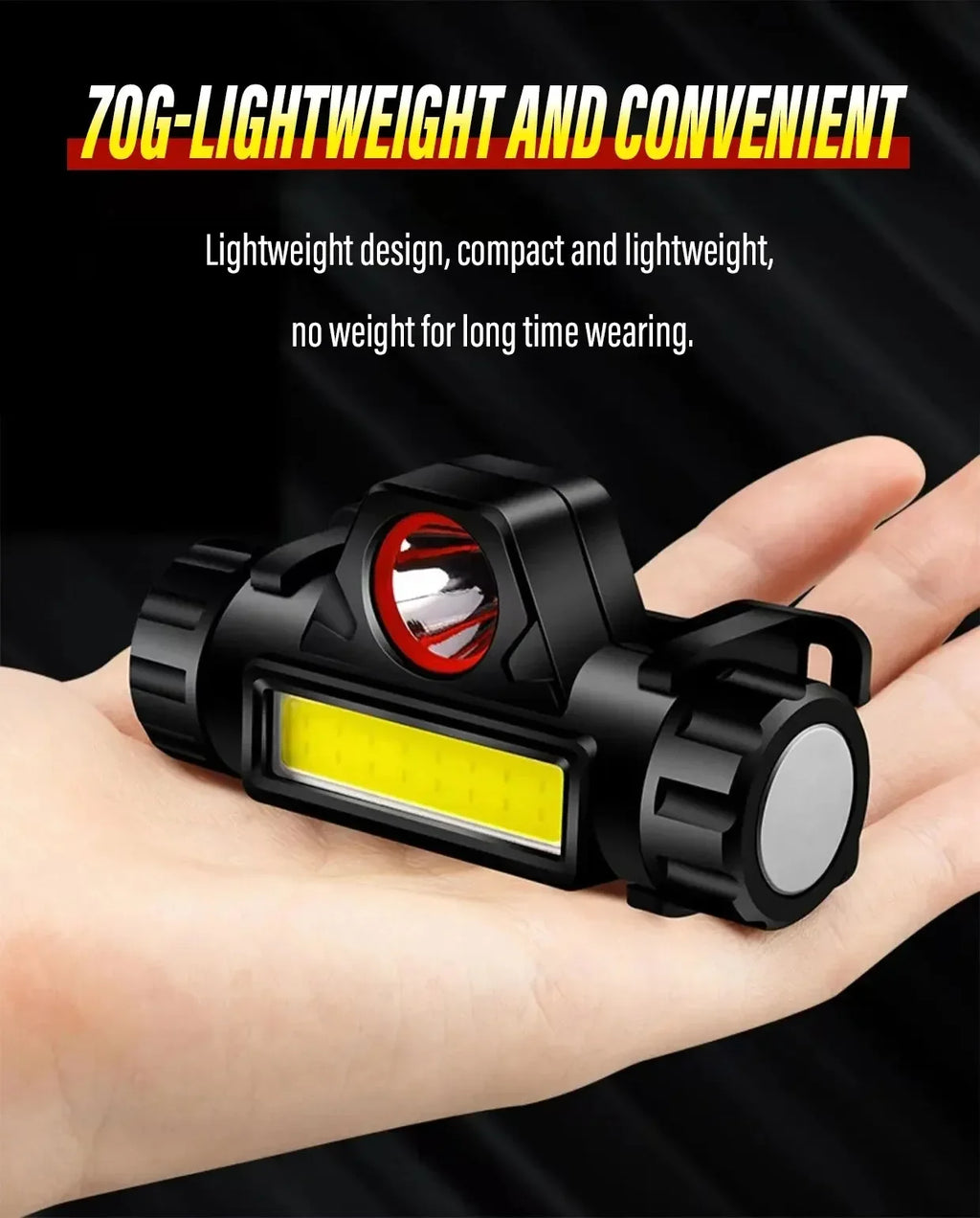 Linterna Frontal LED Recargable para Pesca y Camping XPE COB