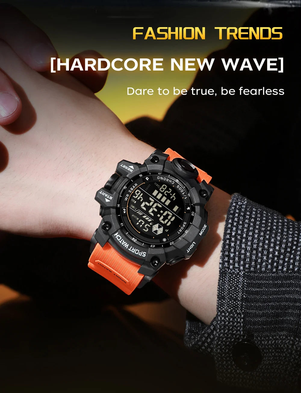 Reloj Digital LED Deportivo SANDA para Hombre, Estilo Militar, Resistente al Agua