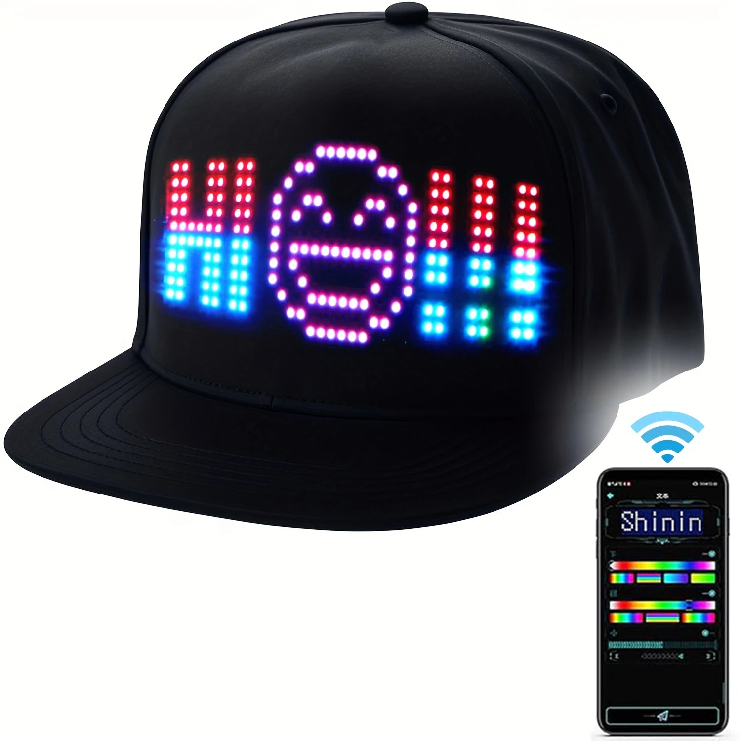 2025 nueva gorra LED, Control de aplicaciones en varios idiomas, edición DIY, sombrero genial iluminado (texto, música, imagen, dibujo) para hombres y mujeres