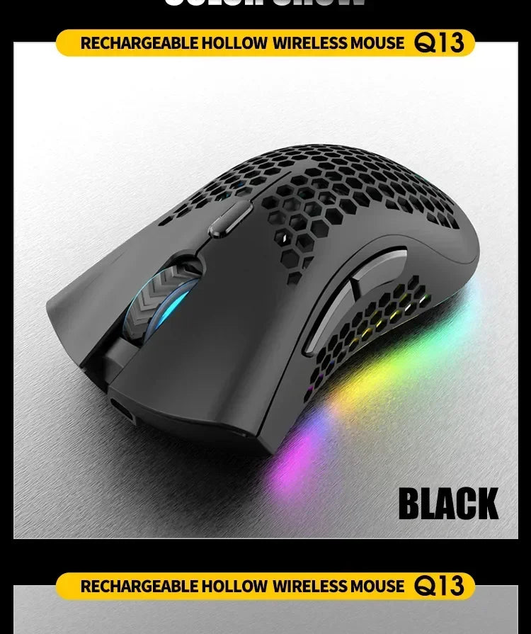 Ratón inalámbrico BM600 USB 2,4G inalámbrico RGB óptico celular ratón para juegos ergonómico óptico de panal ratón inalámbrico de oficina