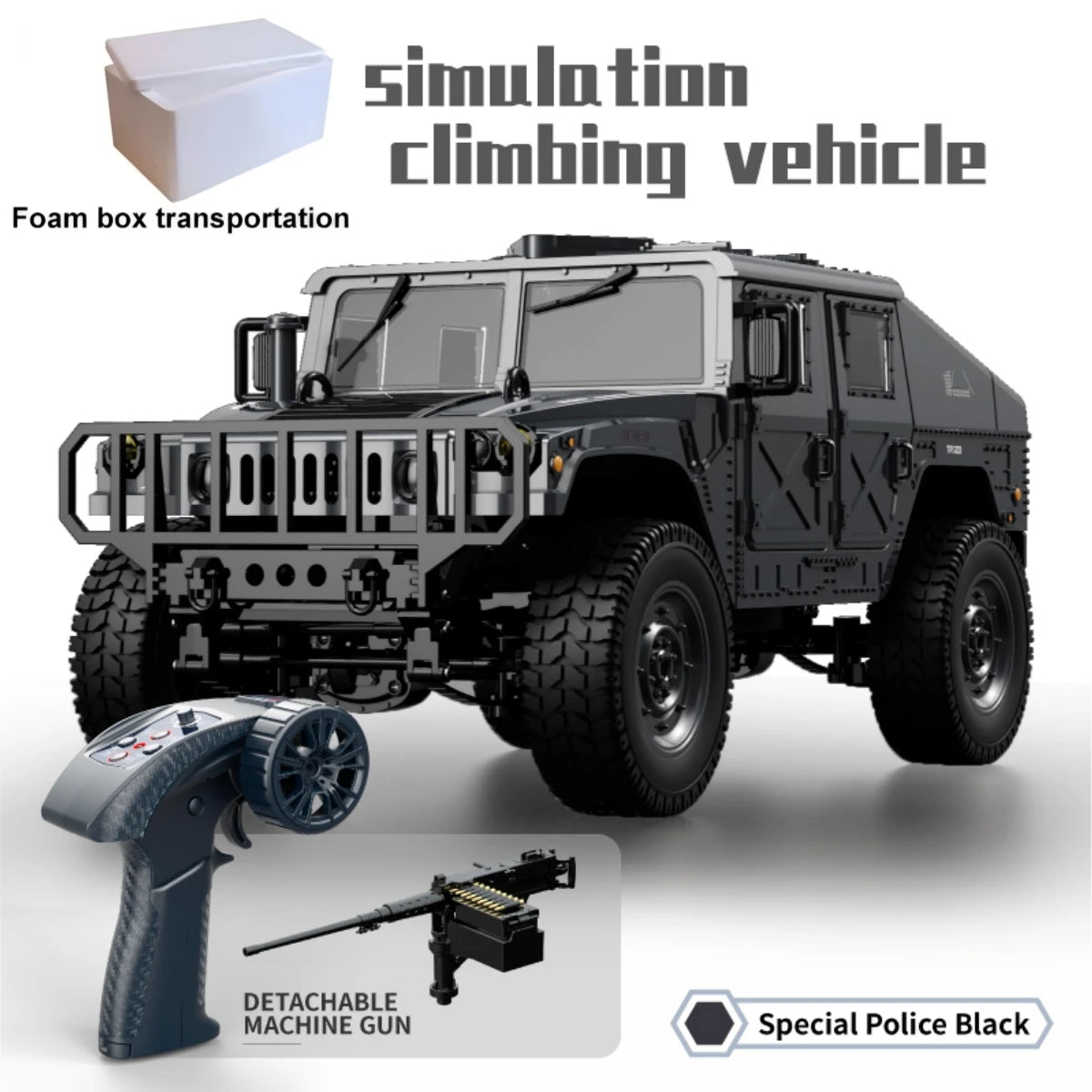 Coche RC Militar Crawler 4WD 2.4G 1:14, Vehículo Todoterreno con Accesorios