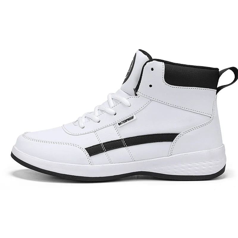 YRZL-Zapatos Deportivos de cuero para hombre, Zapatillas altas impermeables para caminar, ocio, antideslizantes, primavera y otoño