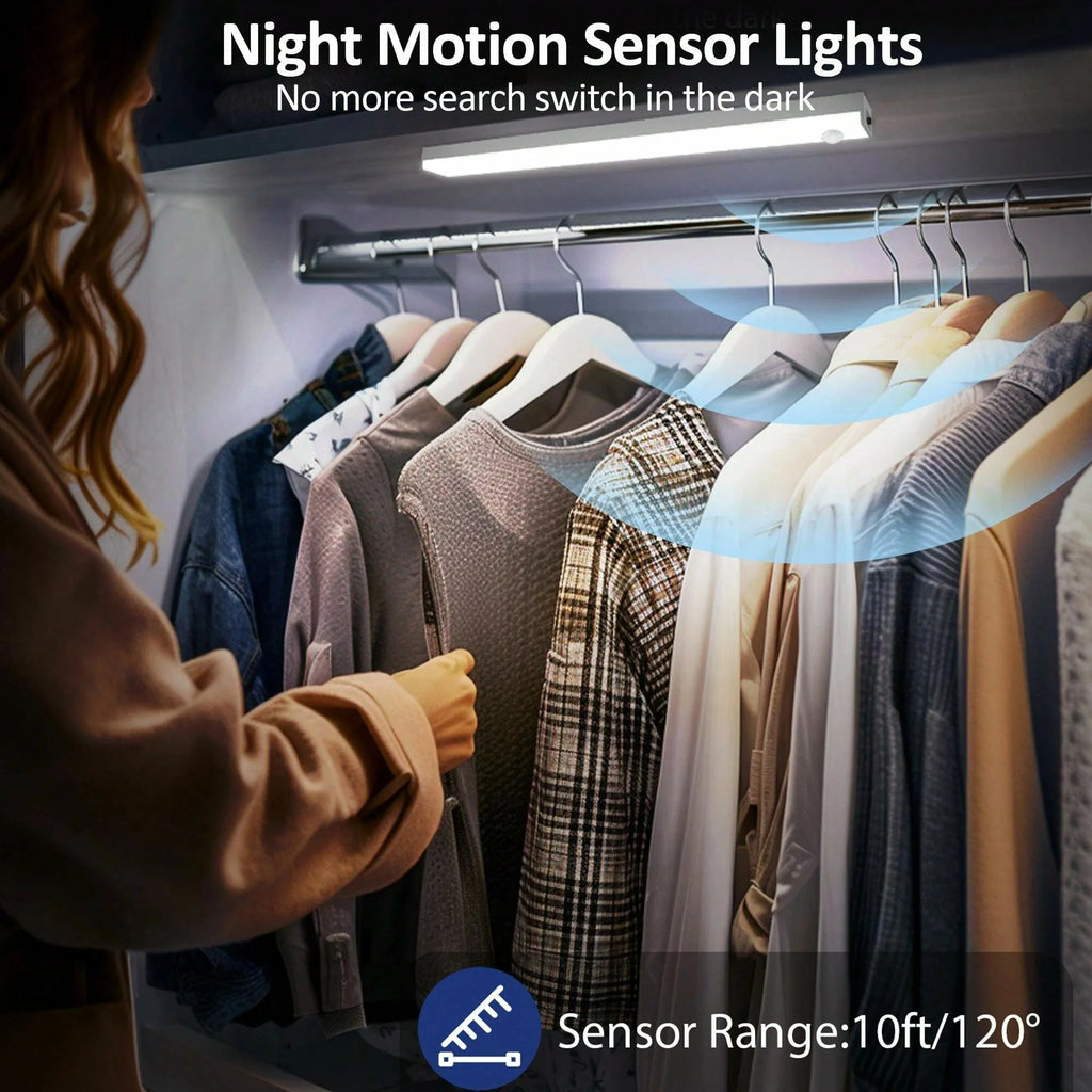 Luz de gabinete con sensor de movimiento LED recargable inalámbrica de 6 piezas - Ideal para armario, cocina, armario, escaleras - Noche con pilas