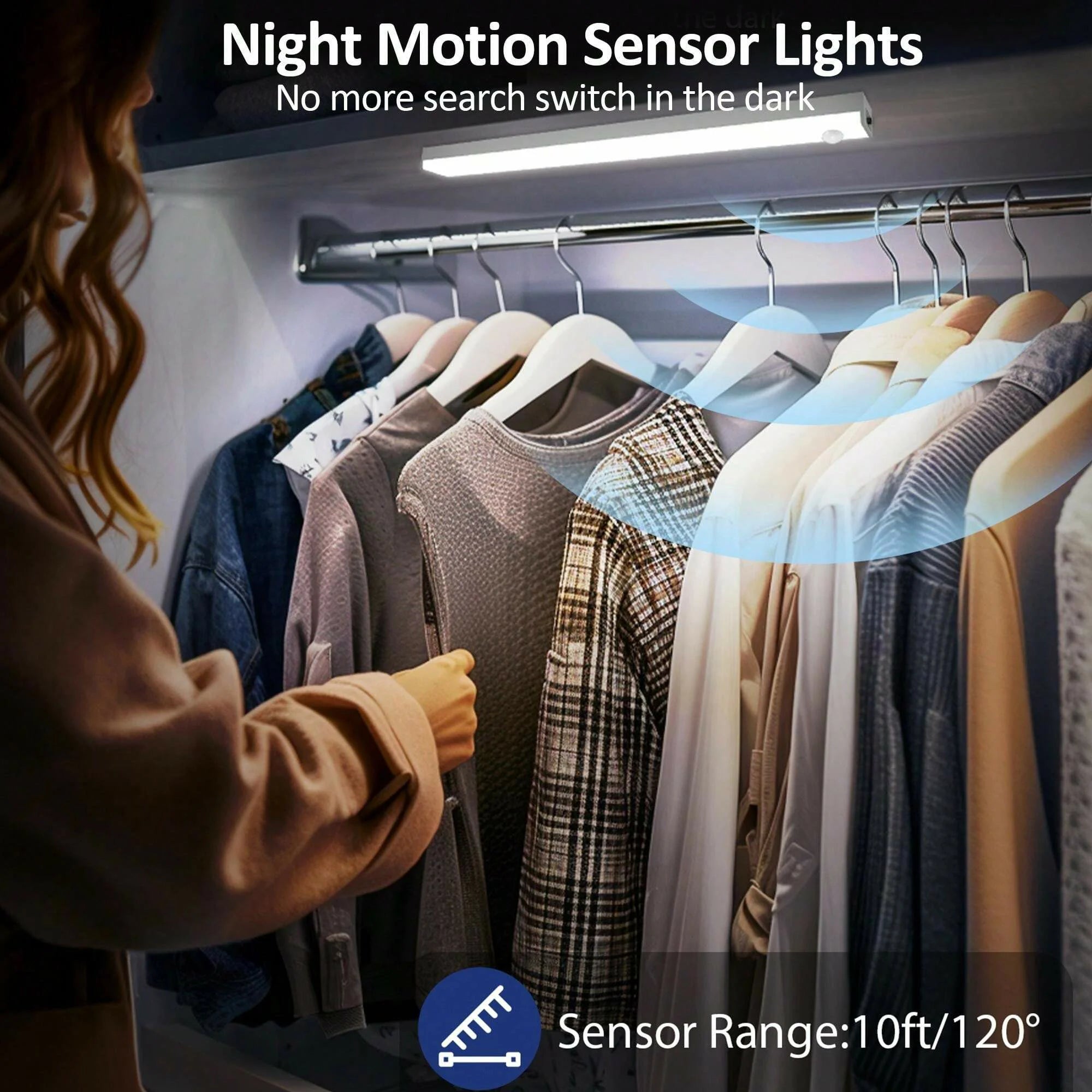 Luz de gabinete con sensor de movimiento LED recargable inalámbrica de 6 piezas - Ideal para armario, cocina, armario, escaleras - Noche con pilas