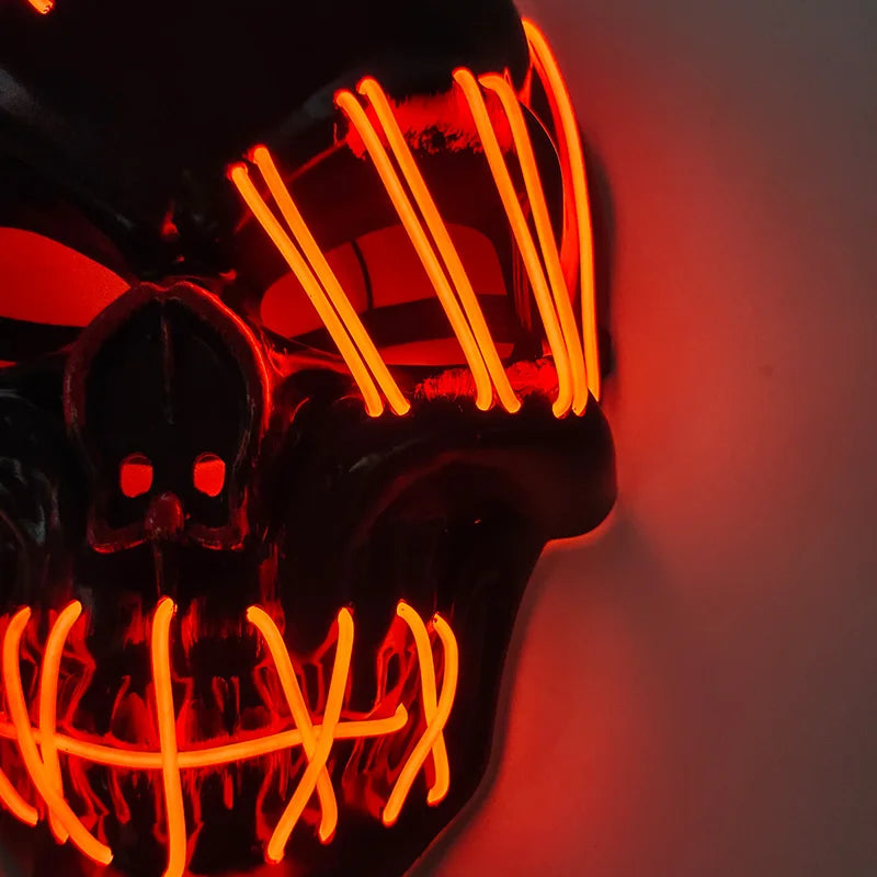 Máscara de calavera malvada, mascarada de Carnaval de Halloween, Casa Encantada, decoración aterradora, esqueleto de Cosplay, Fiesta Temática aterradora, máscara iluminada