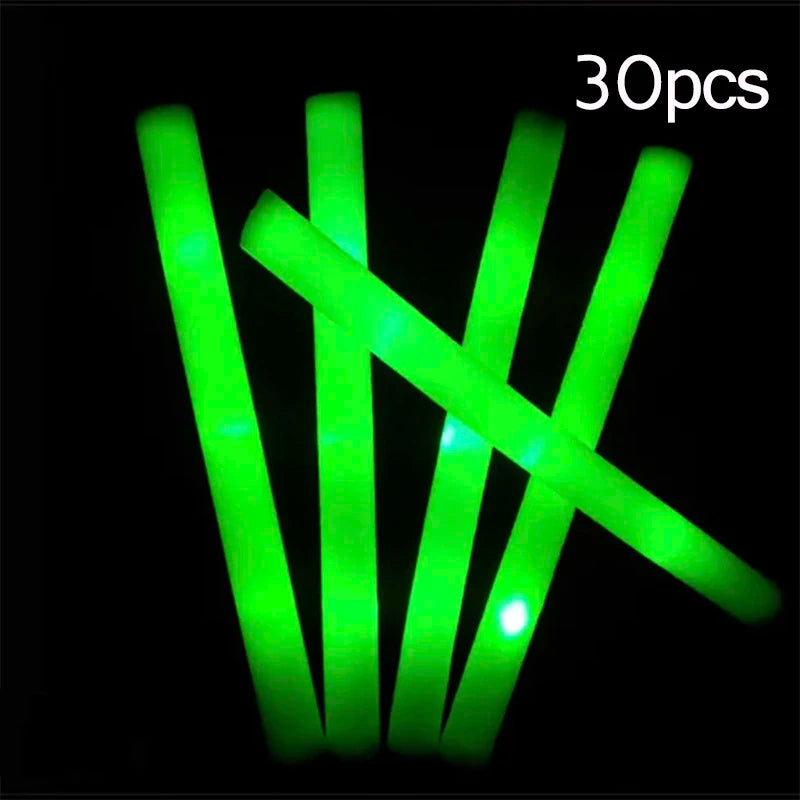 Barras luminosas LED de espuma multicolor para fiestas (pack 15 o 30)