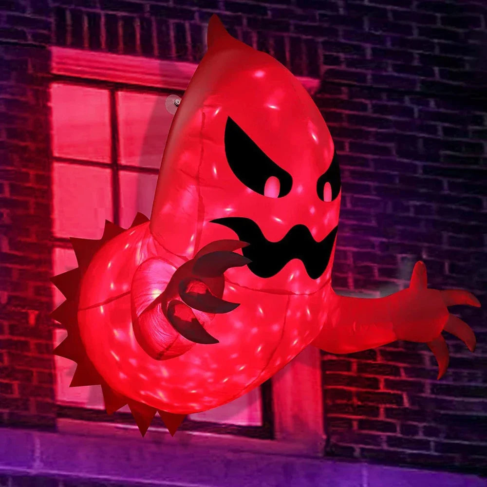 Fantasma de ventana gigante grande de 70cm, fantasma aterrador de Halloween que viene fuera de la ventana, fiesta inflable, decoración de césped y jardín exterior