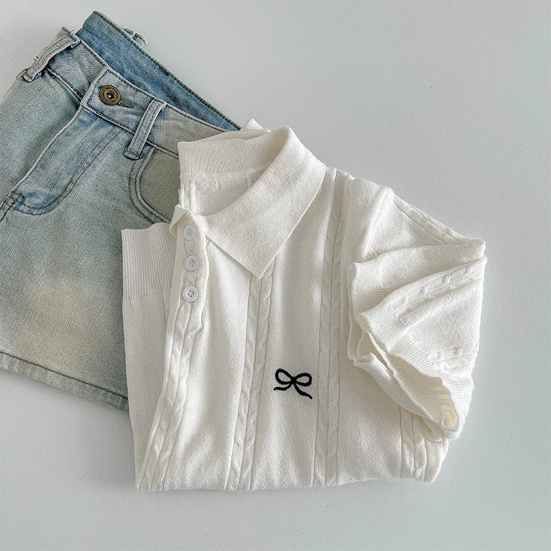 Camiseta Polo Coreana Delgada para Mujer