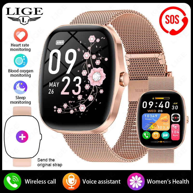 Reloj inteligente LIGE con llamadas Bluetooth, monitor cardíaco y IP68