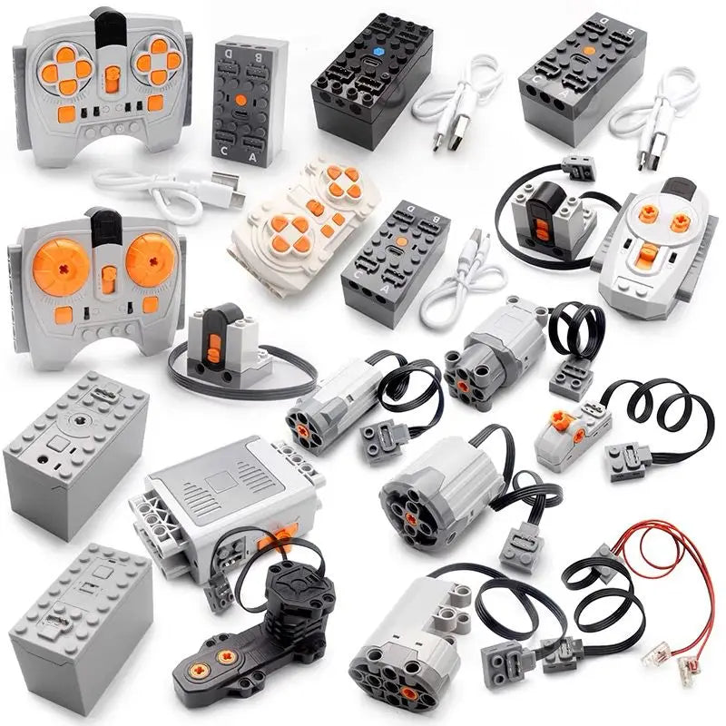 Bloques de construcción electrónicos técnicos, accesorios de reacondicionamiento MOC, micromotor, piezas de funciones de potencia RC, bloques de coche DIY creativos, juguetes para niños