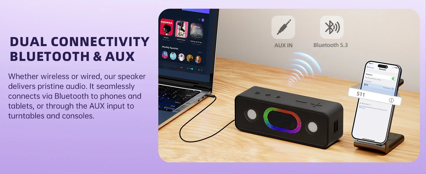 Ortizan Altavoz Bluetooth Portátil 16W 24H