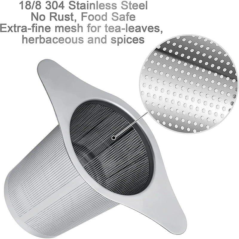 LMETJMA-colador de malla para infusor de té de acero inoxidable, con asas dobles, de gran capacidad, para empare el té de hojas sueltas, JT209