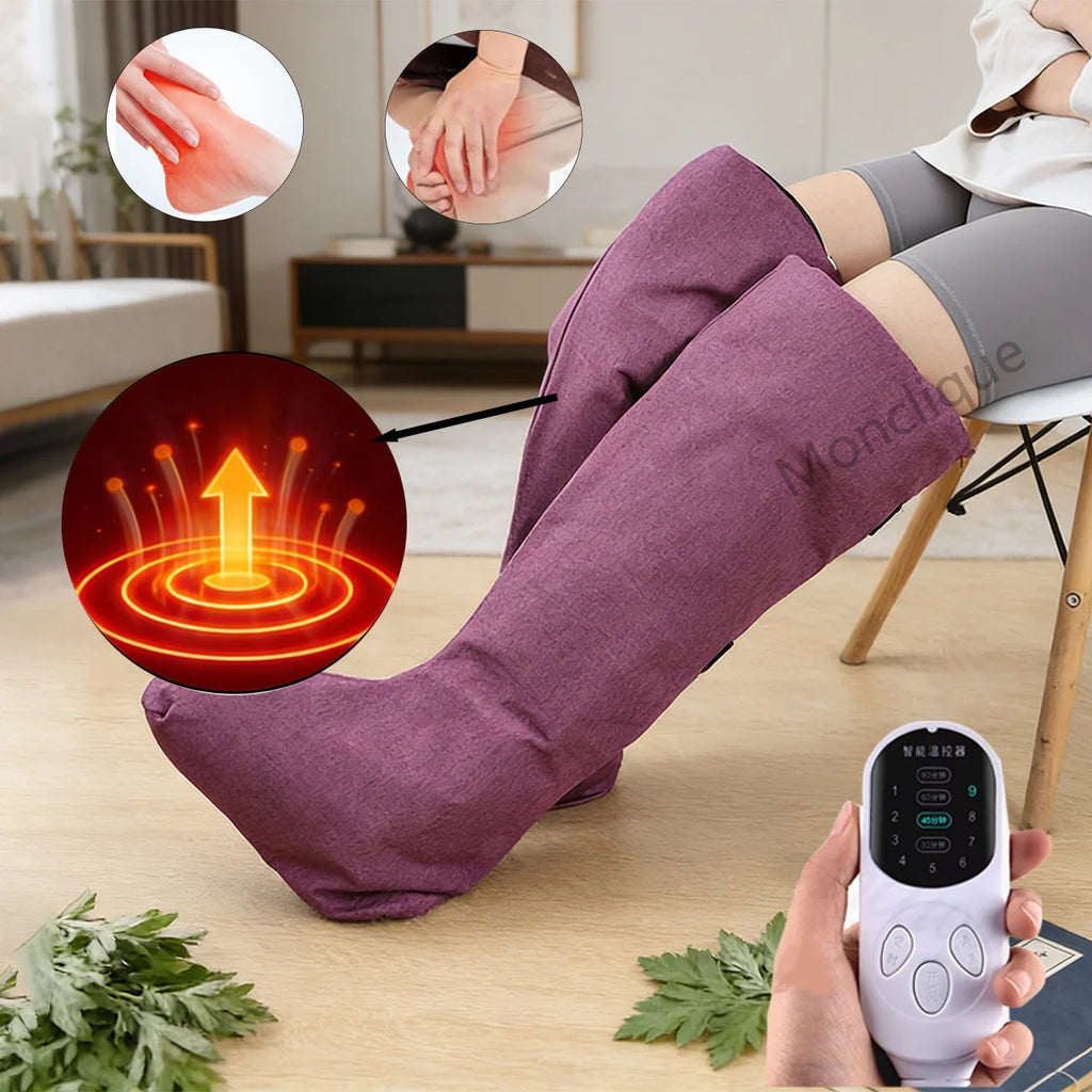 Botas Eléctricas de Moxibustión para Pies con Compresa Caliente de Ajenjo, Mantienen las Piernas Calientes, Masajeador de Pies para Relajar las Articulaciones y los Músculos, Ayuda a Dormir