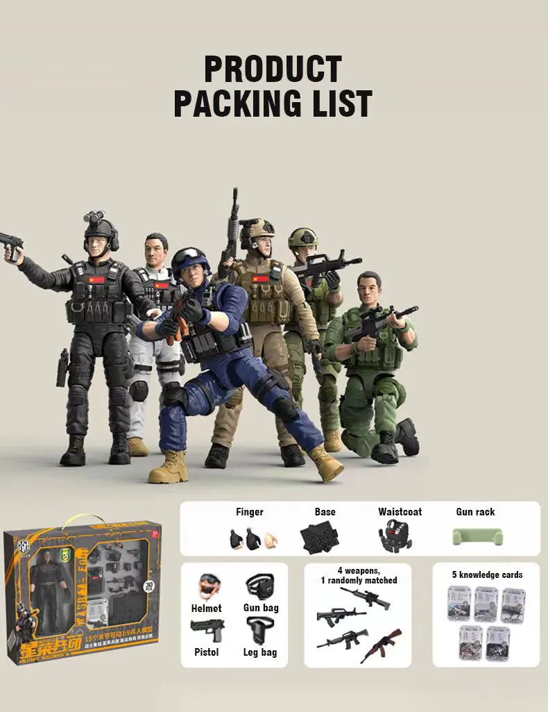 Figura Articulada de Soldado Militar de PVC para Niños