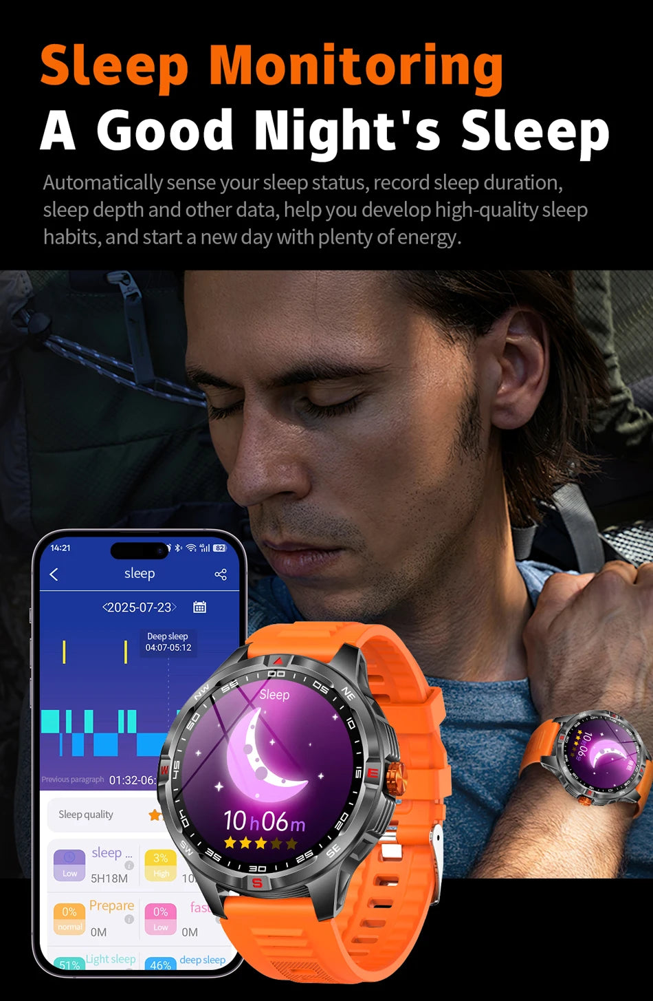 Reloj Inteligente GPS Brújula Bluetooth Deportivo
