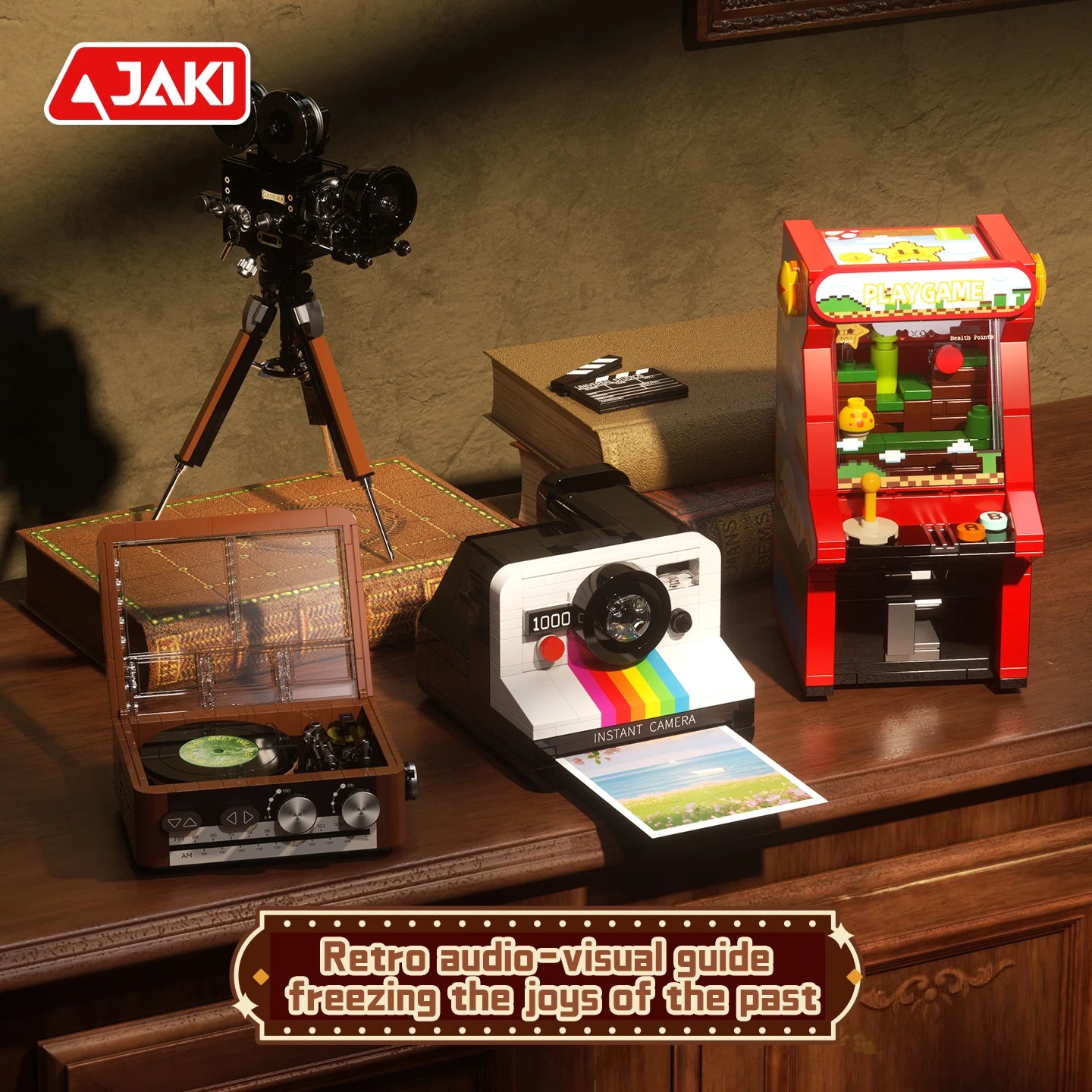 Consola de Juegos de la Serie Electrónica Retro JAKI, Bloques de Construcción de Alta Calidad, Modelo MOC, Ensamblaje Creativo, Adorno, Regalo de Cumpleaños para Niños