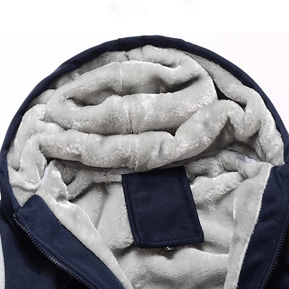 Chaqueta de Invierno para Hombre, Lana Gruesa, Capucha y Cremallera