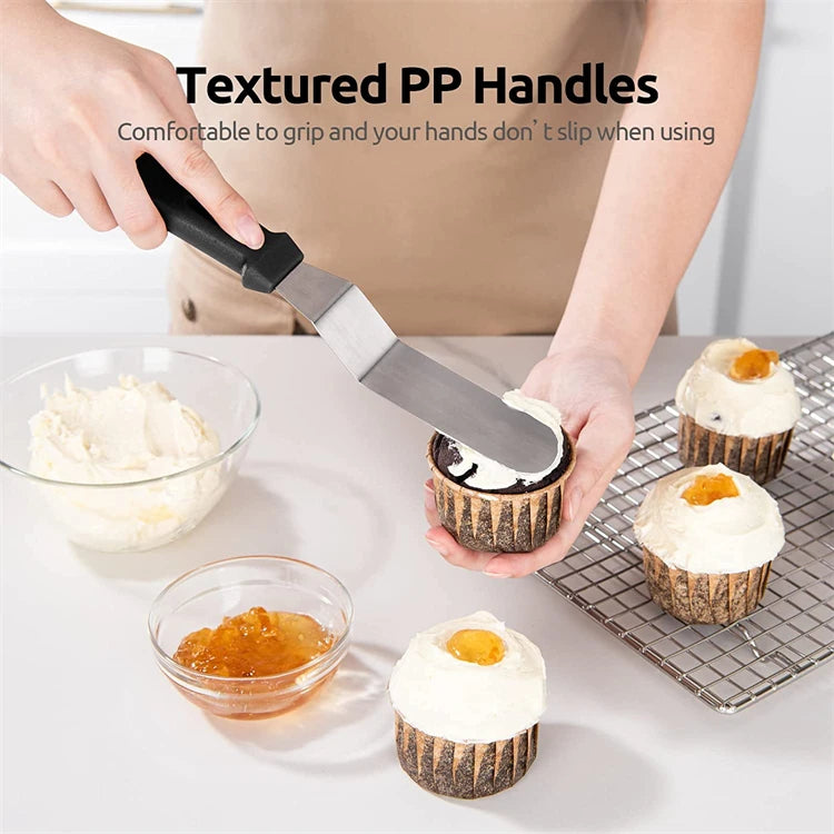 LMETJMA-espátula compensada para pasteles, espátula para glaseado de acero inoxidable con mango de plástico PP, espátula para glaseado para decoración de pasteles JT141