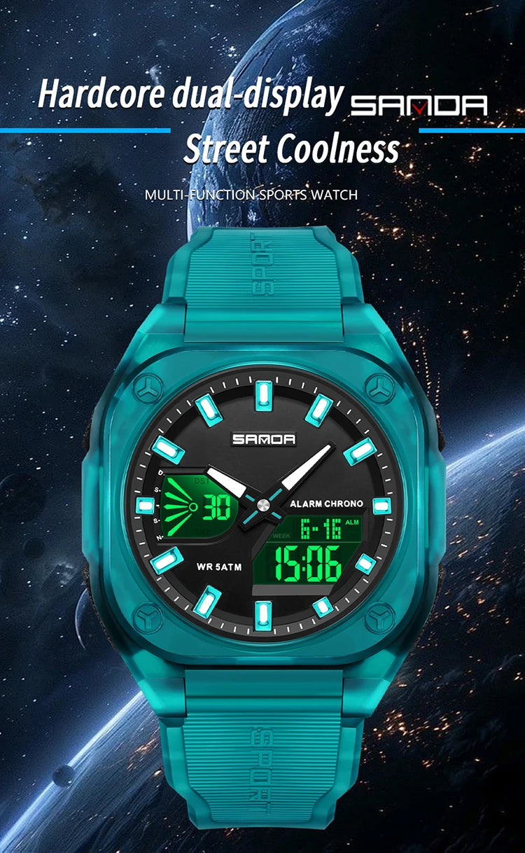 Reloj Digital Deportivo SANDA 6268 para Hombre Impermeable Multifunción